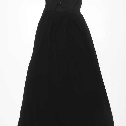 Zara Women's Black Midi Dress, S, Lace Accents