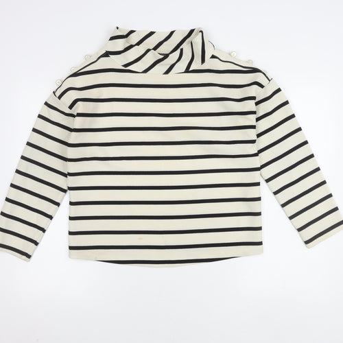 Zara Women's White Striped Mock Neck Blouse Size 12