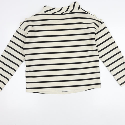 Zara Women's White Striped Mock Neck Blouse Size 12