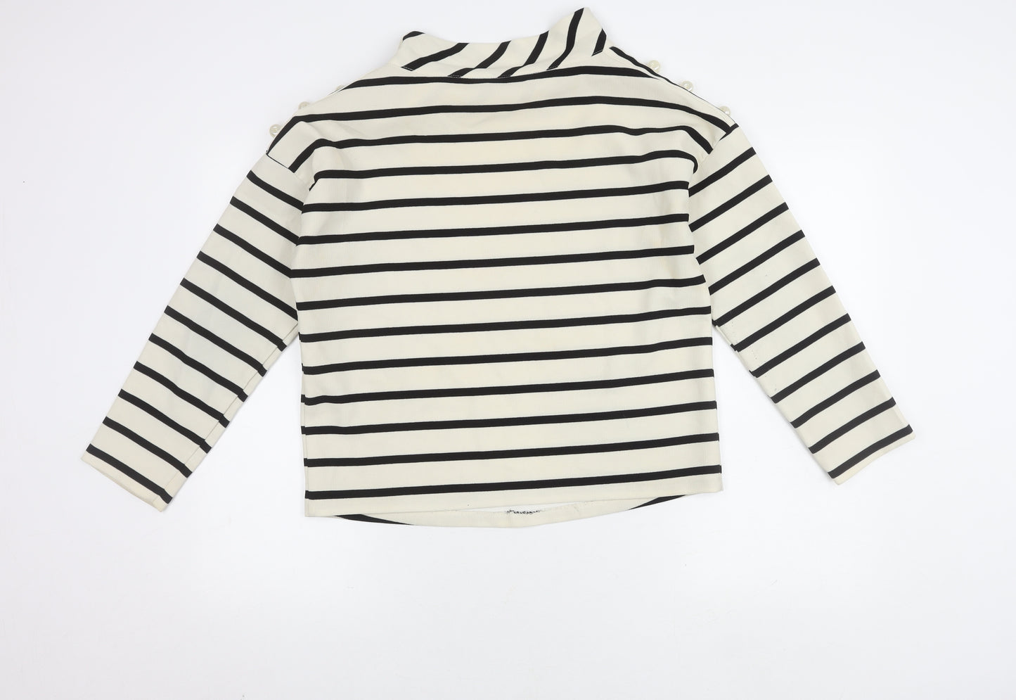 Zara Women's White Striped Mock Neck Blouse Size 12
