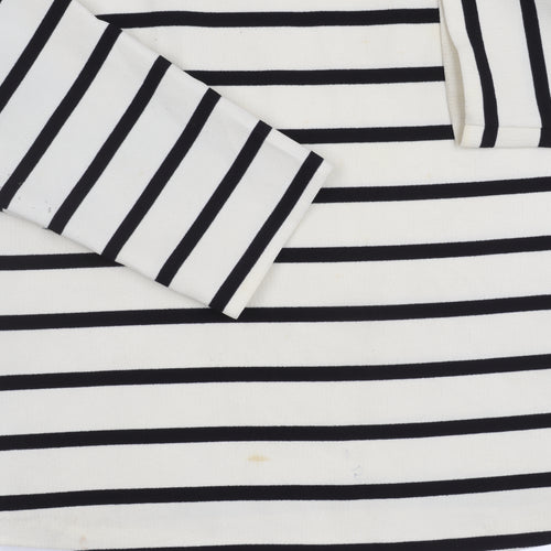 Zara Women's White Striped Mock Neck Blouse Size 12