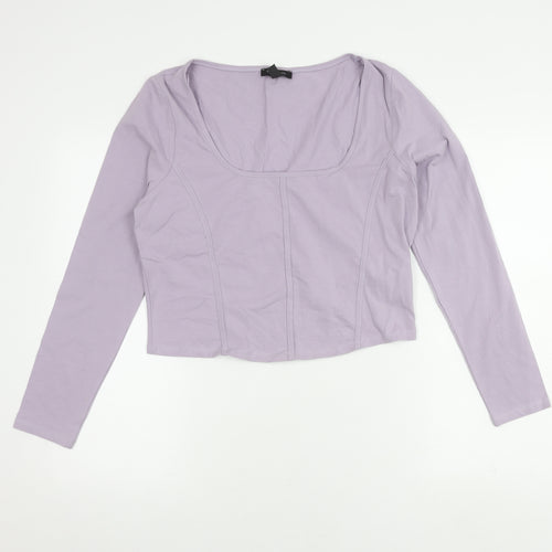 New Look Women's Purple Cotton Long Sleeve Top Size 16