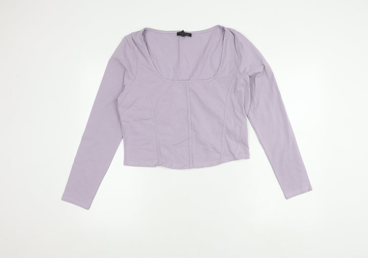 New Look Women's Purple Cotton Long Sleeve Top Size 16
