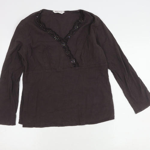 Bonmarché Women's Brown V-Neck Sequin Tunic Size 18