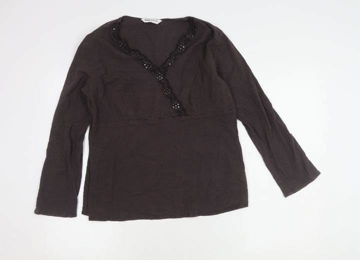 Bonmarché Women's Brown V-Neck Sequin Tunic Size 18