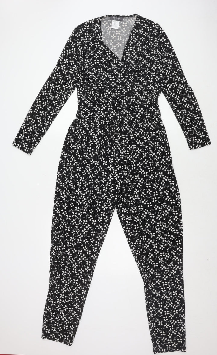 Mr Max Women's Black Floral Jumpsuit M