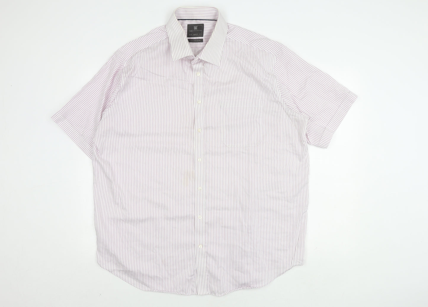 Marks and Spencer Men's Striped Short Sleeve Shirt, Size 18.5