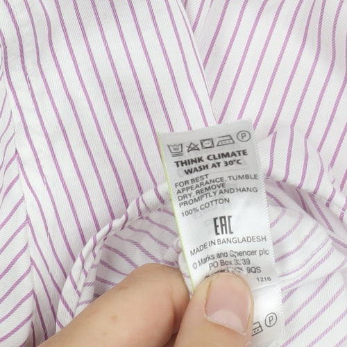 Marks and Spencer Men's Striped Short Sleeve Shirt, Size 18.5