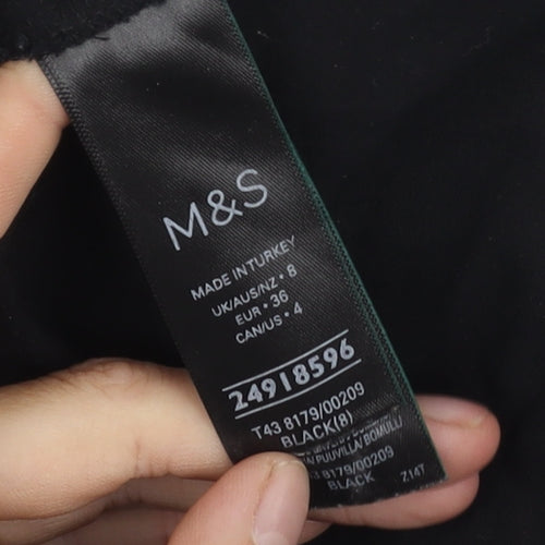 Marks and Spencer Women's Black Cotton V-Neck Top