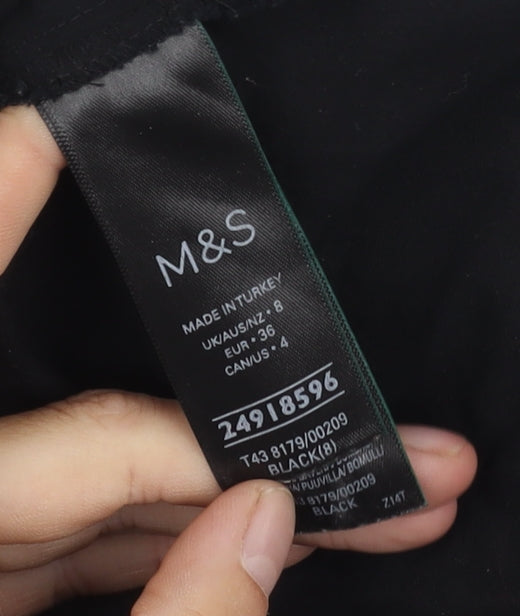 Marks and Spencer Women's Black Cotton V-Neck Top