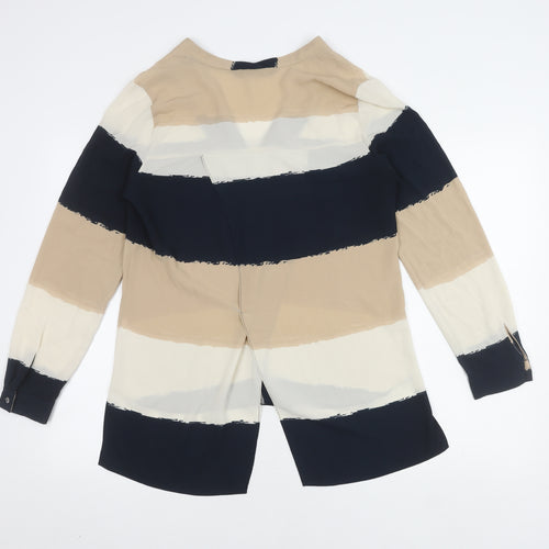 Zara Women's Multicoloured Striped Button-Up Shirt M
