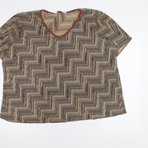 Bonmarché Women Beige Geometric Blouse Size 20