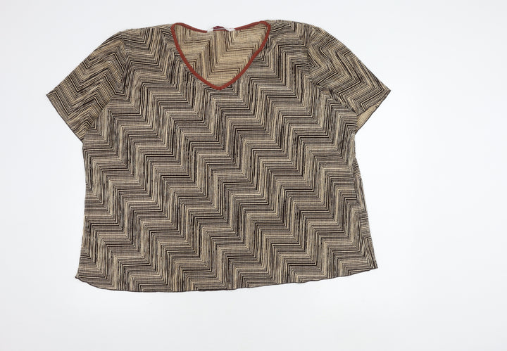 Bonmarché Women Beige Geometric Blouse Size 20