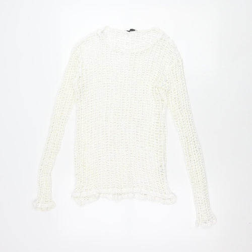 Zara Trafaluc Women's White Crochet Top Size 8
