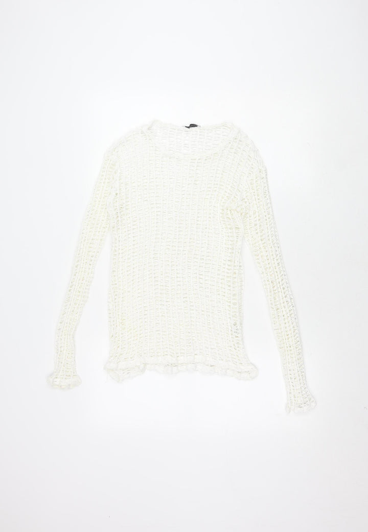 Zara Trafaluc Women's White Crochet Top Size 8