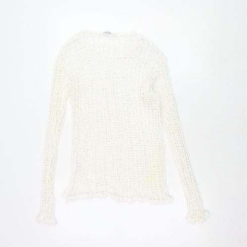 Zara Trafaluc Women's White Crochet Top Size 8