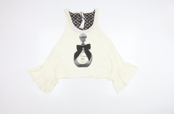Next Women Ivory Cropped Bow Blouse