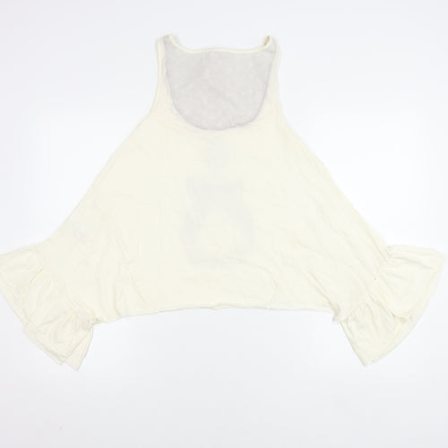 Next Women Ivory Cropped Bow Blouse