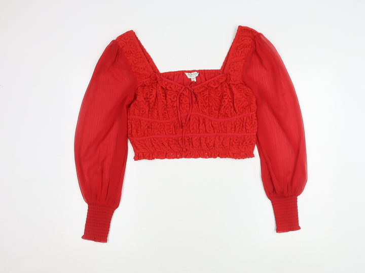 Miss Selfridge Women's Red Cropped Top UK 10