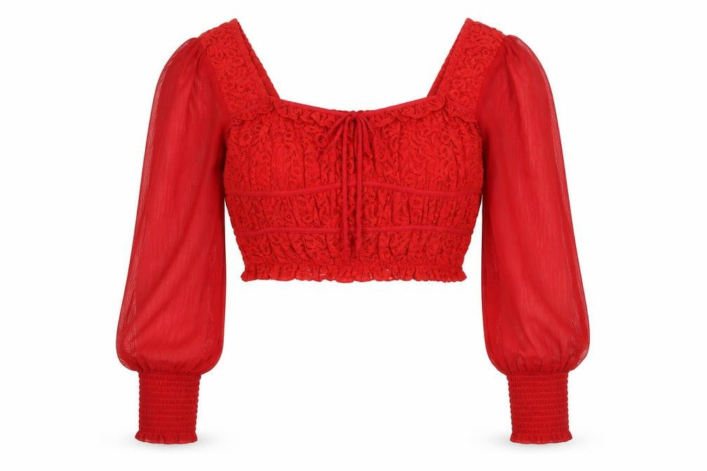 Front view of Miss Selfridge Women's Red Cropped Top UK 10