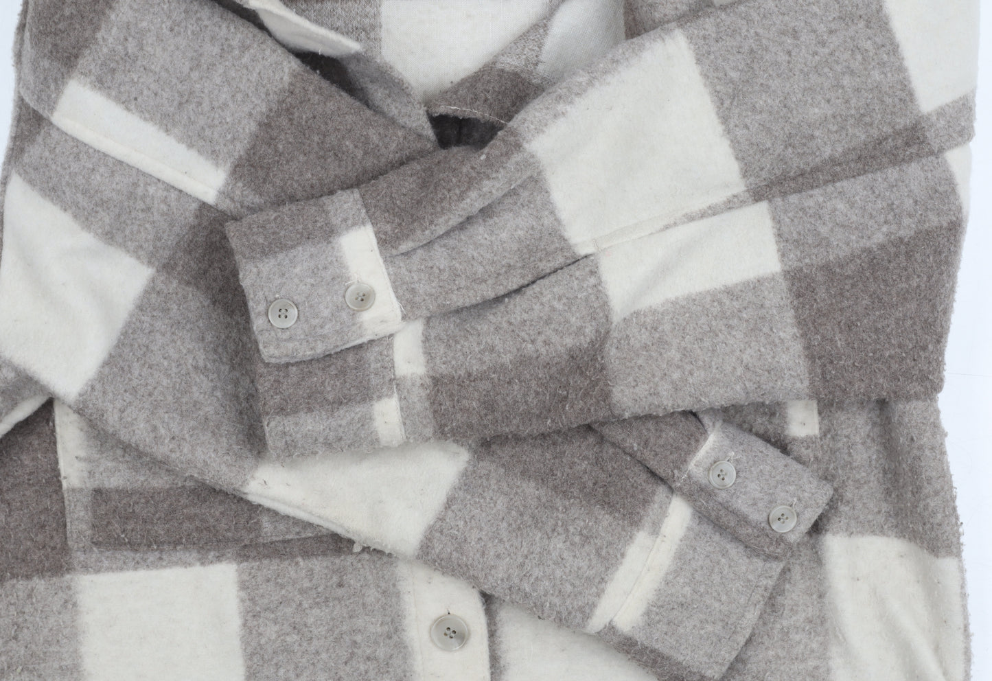 H&M Women's Grey Check Button Jacket Size M Casual