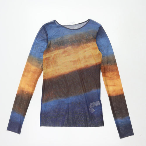 Zara Multicoloured Mesh Top - Women's M, Long Sleeve