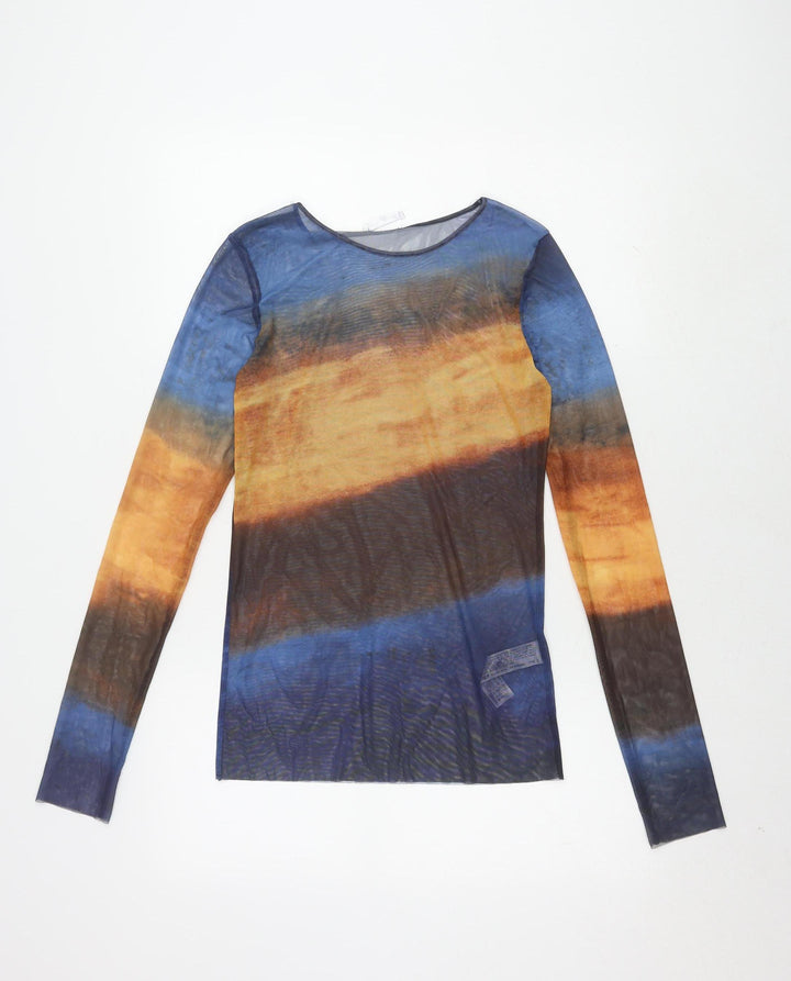 Zara Multicoloured Mesh Top - Women's M, Long Sleeve