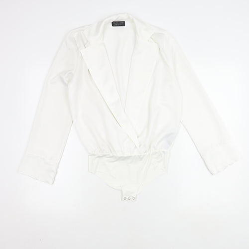 Zara Women's White Wrap Blouse Size 8