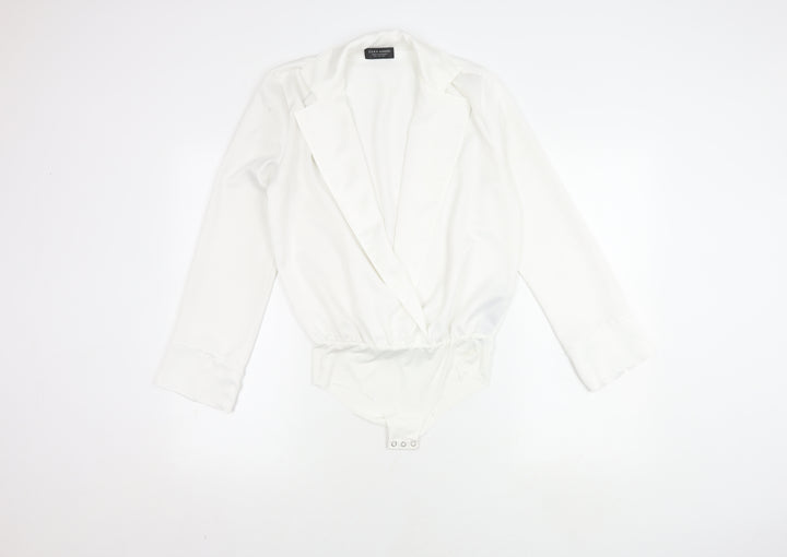 Zara Women's White Wrap Blouse Size 8