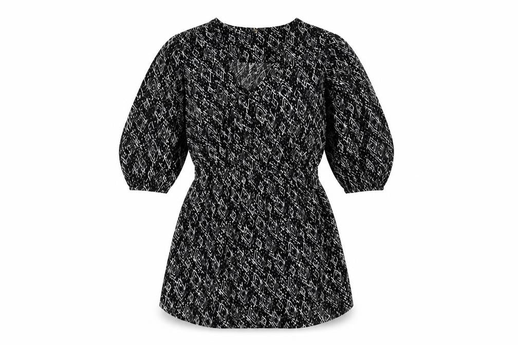 Front view of Mimi Chica Women's M Black Geometric Dress