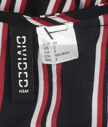 H&M Women's Multicoloured Wrap Blouse, Size 6
