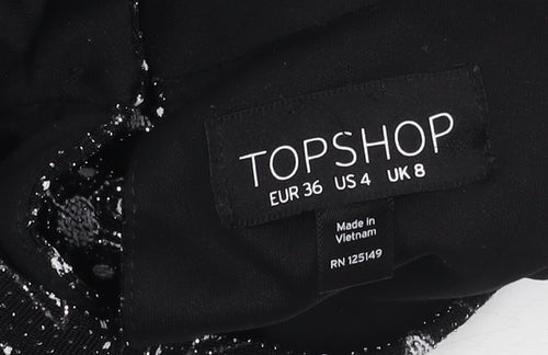 Topshop Women’s Black Geometric Bodycon Dress Size 8