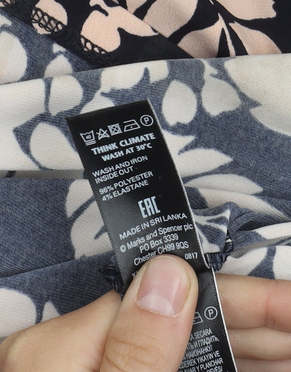 Marks and Spencer Women's Black Floral Dress Size 18