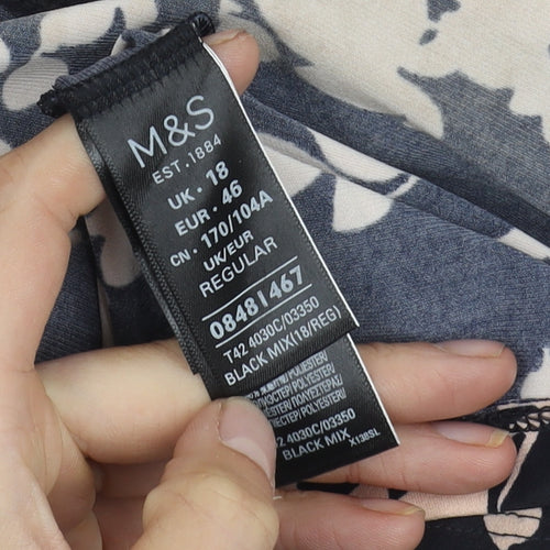 Marks and Spencer Women's Black Floral Dress Size 18