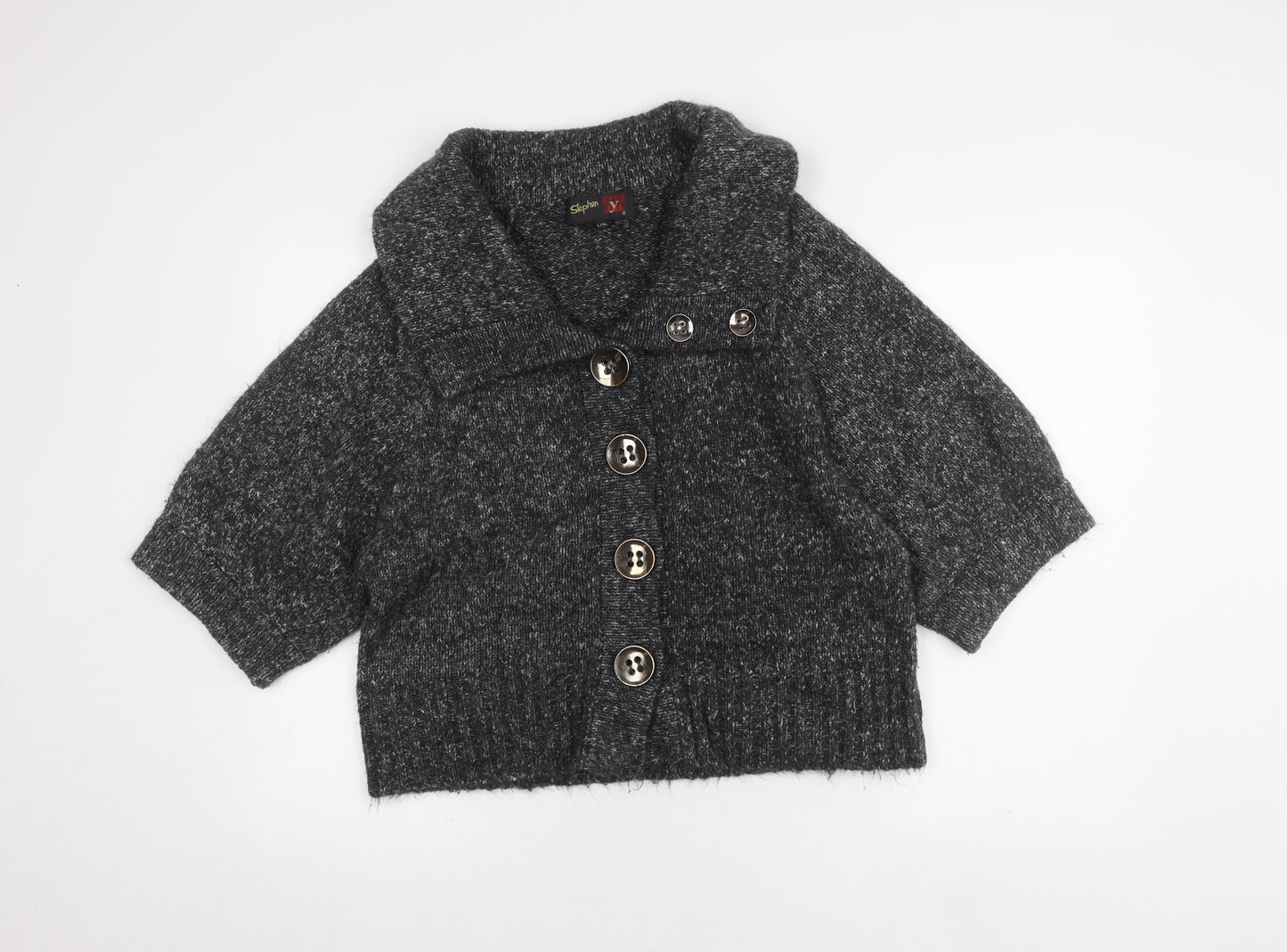 Stephen Y Women's Grey Collared Cardigan L/XL