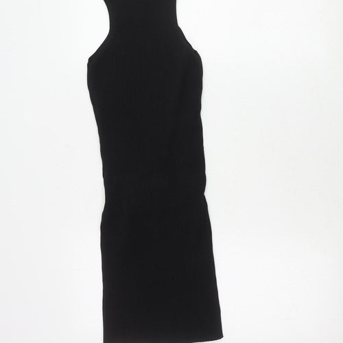 Bershka Women's Black Midi Sheath Dress Size 12