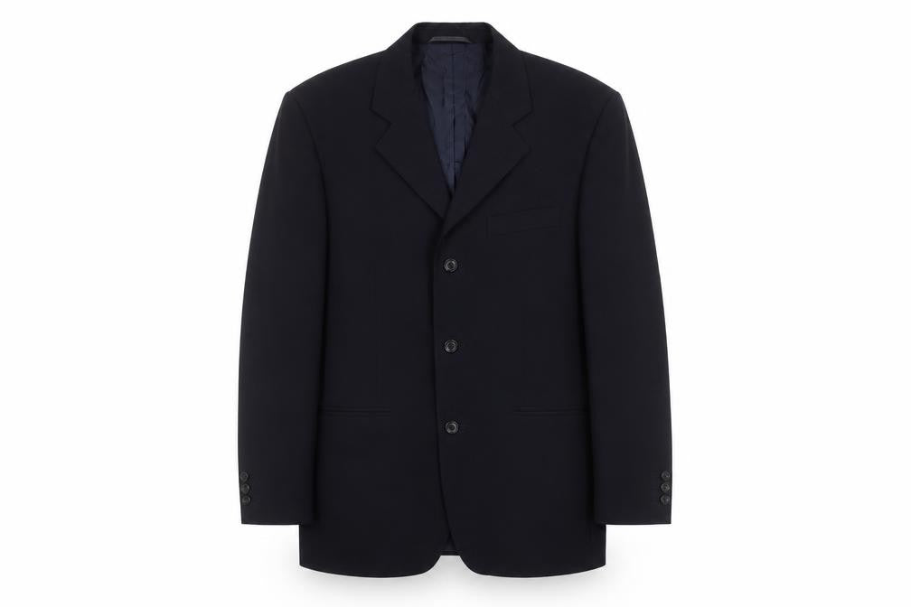 Front view of Burton men’s blue wool blazer 38s
