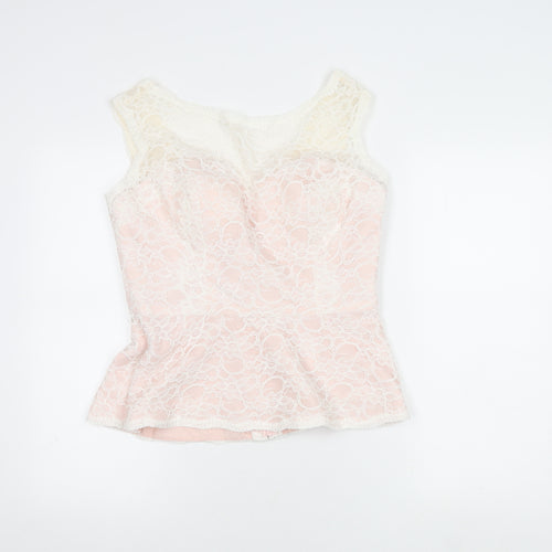 Mori Lee Women's Pink Lace Sleeveless Top, Size 16