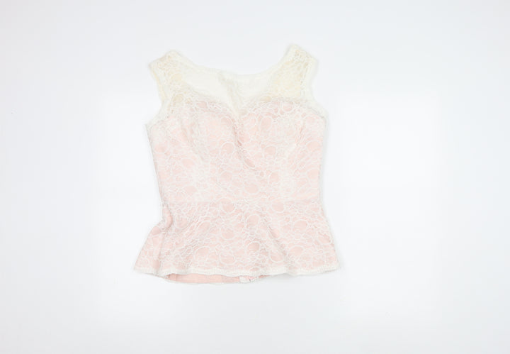 Mori Lee Women's Pink Lace Sleeveless Top, Size 16