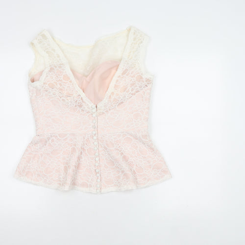 Mori Lee Women's Pink Lace Sleeveless Top, Size 16