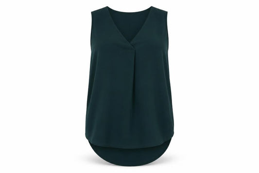 Front view of H&M Women's Green Sleeveless V-Neck Blouse, size 6