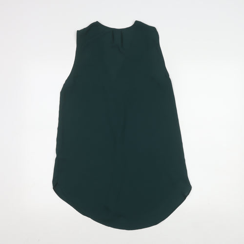 H&M Women's Green Sleeveless V-Neck Blouse Size 6