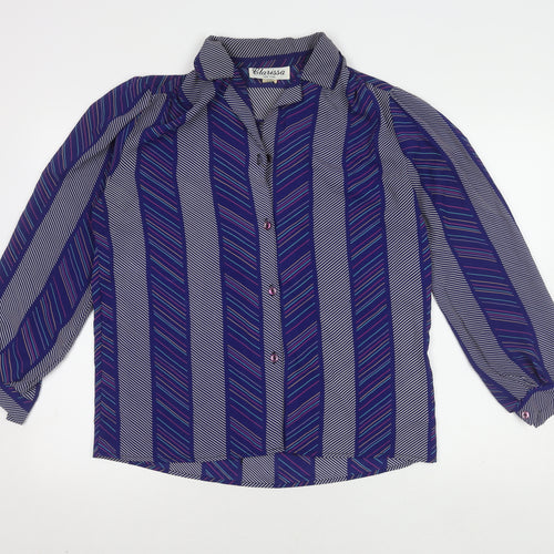 Clarissa Women's Blue Striped Button-Up Shirt Size 10