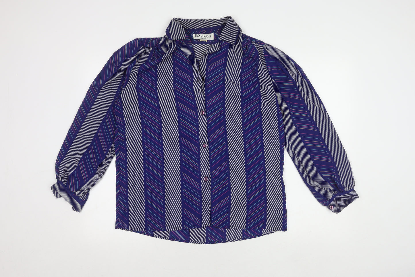 Clarissa Women's Blue Striped Button-Up Shirt Size 10