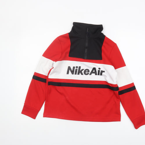 Nike Boys Red Colourblock Half Zip Sweater M