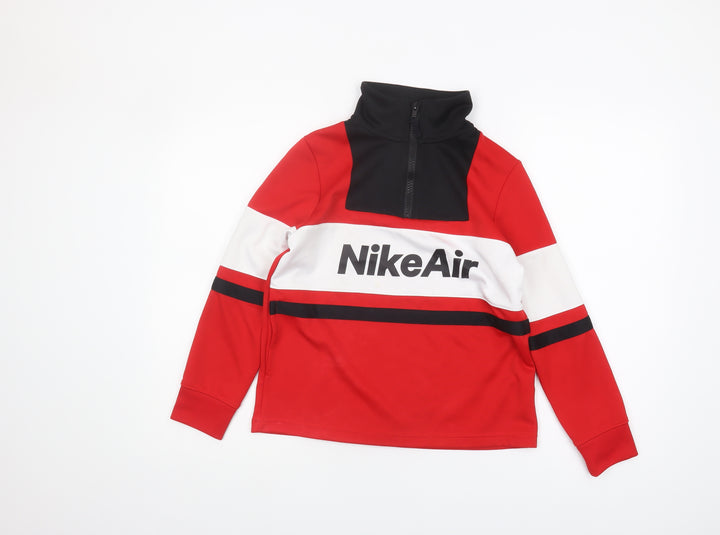 Nike Boys Red Colourblock Half Zip Sweater M