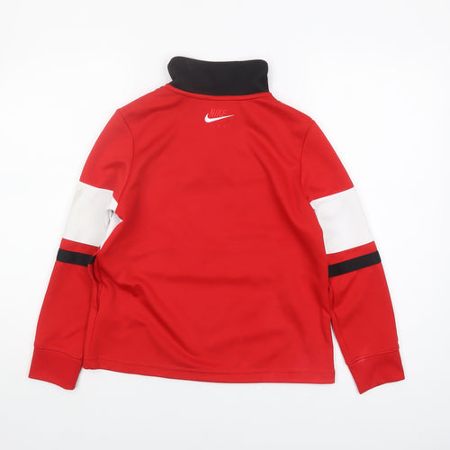 Nike Boys Red Colourblock Half Zip Sweater M