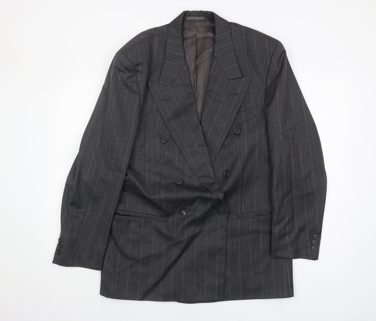 Hugo Boss Men's Grey Striped Blazer, Size UK 38, Classic Fit