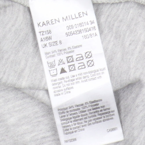 Karen Millen Women’s Grey High Neck T-Shirt, Size 8