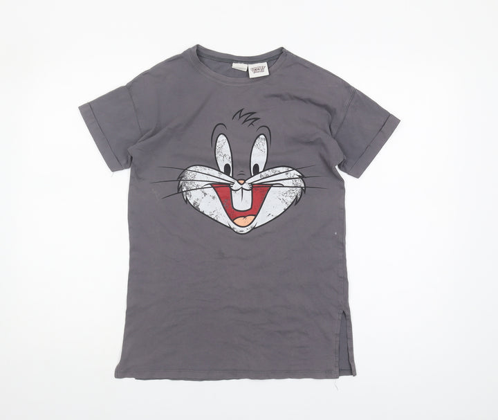 Looney Tunes Girls Grey T-Shirt 9 Years Graphic Print